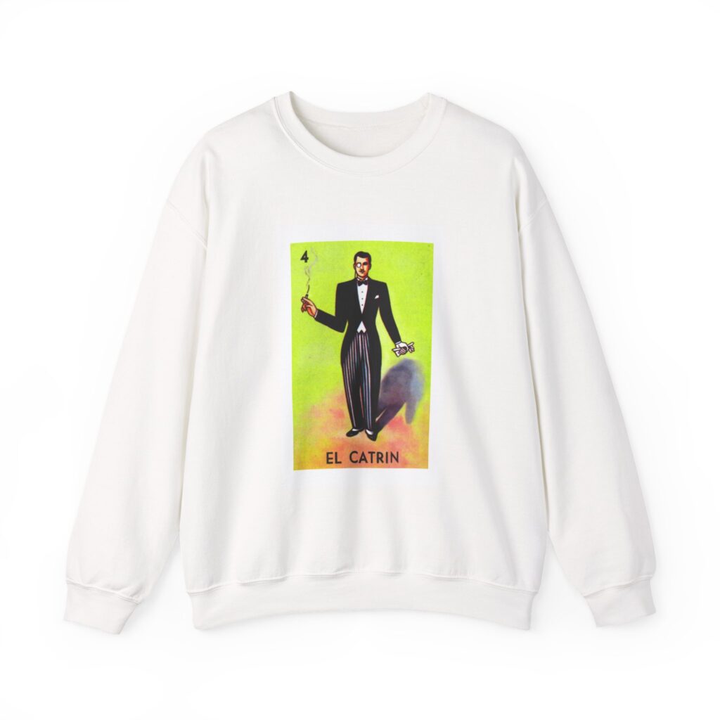 El Catrin Loteria Crewneck Sweatshirt - Bold Graphic Illustration
